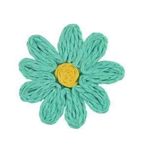 Hangers van raffia flower 50mm Green