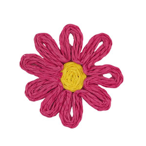 Hangers van raffia flower 50mm Fuchsia