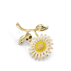 Broches flower White-yellow-gold