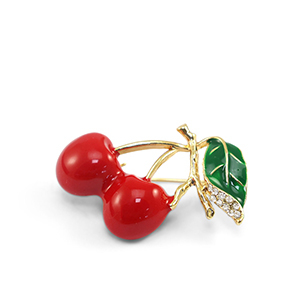Broches cherries Red-green-gold