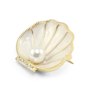 Broches shell with pearl Pearl white-gold