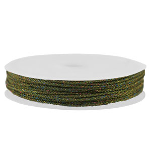 Macram&eacute; gevlochten draad 1mm Dark green-multicolour metallic