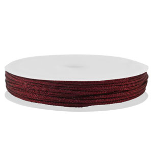 Macram&eacute; gevlochten draad 1mm Bordeaux metallic