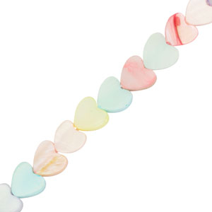 Schelp kralen heart Multicolour pastel
