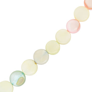Schelp kralen flat round Multicolour pastel