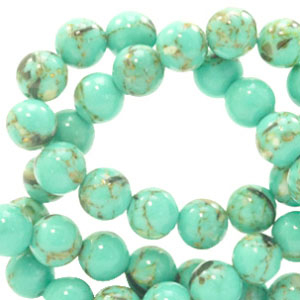 Natuursteen kralen met schelp 4mm Turquoise green