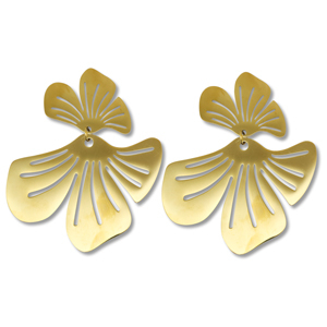Oorbellen van Stainless steel Roestvrij staal (RVS) oorstekers flower Gold