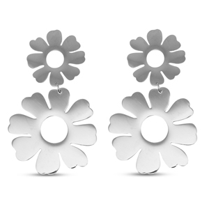 Oorbellen van Stainless steel Roestvrij staal (RVS) oorstekers flower Silver