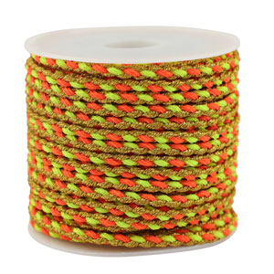 Trendy koord gevlochten 3mm Orange-yellow-gold