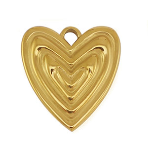 Bedels van Stainless steel Roestvrij staal (RVS) heart Gold