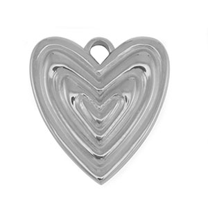 Bedels van Stainless steel Roestvrij staal (RVS) heart Silver