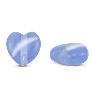 Glas kralen Cat's Eye heart Lavender blue