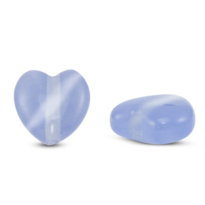Glas kralen Cat's Eye heart Lavender blue