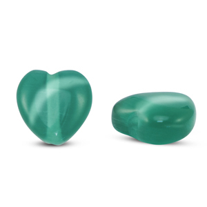 Glas kralen Cat's Eye heart Dark green