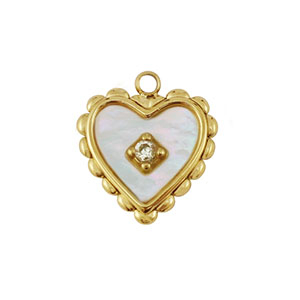 Bedel van Stainless steel Roestvrij staal (RVS) shell heart Gold-white (natuurlijke kleur)