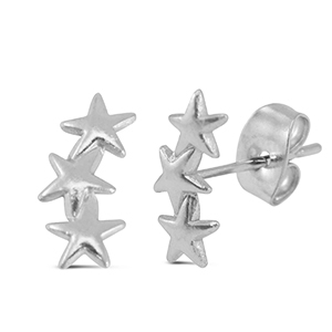 Oorbellen / oorstekers van Stainless steel Roestvrij staal (RVS) star Silver