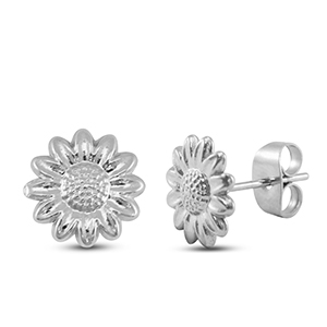 Oorbellen / oorstekers van Stainless steel Roestvrij staal (RVS) flower Silver