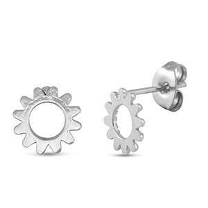 Oorbellen / oorstekers van Stainless steel Roestvrij staal (RVS) flower Silver
