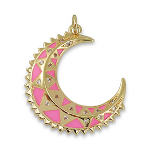 Brass TQ metaal bedels moon Gold-pink