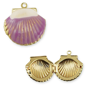 Brass TQ metaal bedels shell Gold-purple