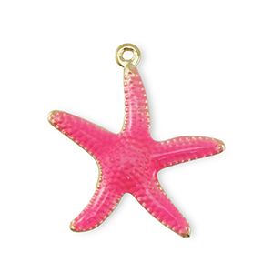 Brass TQ metaal bedels starfish Gold-dark pink