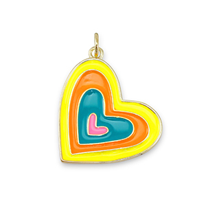 Brass TQ metaal bedels heart Gold-multicolor neon