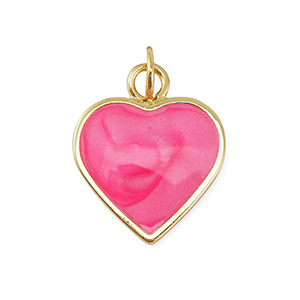 Brass TQ metaal bedels heart Gold-dark pink marble