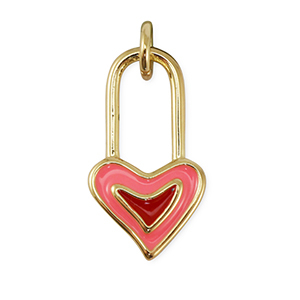 Brass TQ metaal bedels clasp heart Gold-pink-red