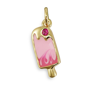 Brass TQ metaal bedels zirkonia ice lolly Gold-pink