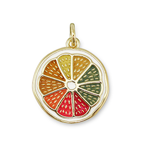 Brass TQ metaal bedels slice of fruit Gold-multicolor