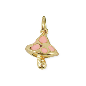 Brass TQ metaal bedels mushroom Gold-light pink
