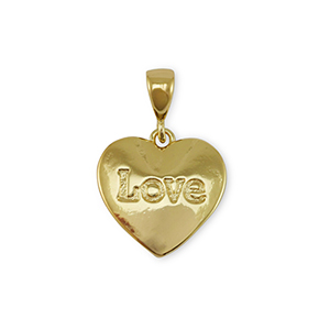 Brass TQ metaal bedels heart "love" Gold
