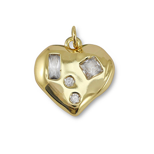 Brass TQ metaal bedels zirkonia heart Gold