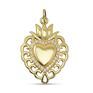 Brass TQ metaal bedels zirkonia heart Gold