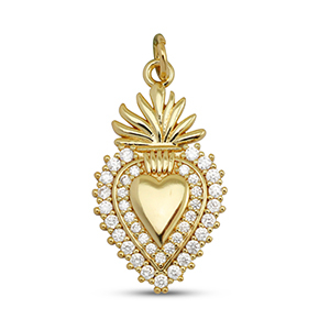 Brass TQ metaal bedels zirkonia heart Gold