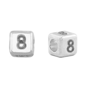 Metaal letterkralen DQ 8 Antiek zilver (nikkelvrij)