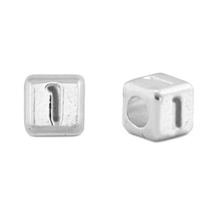 Metaal letterkralen DQ 1 Antiek zilver (nikkelvrij)