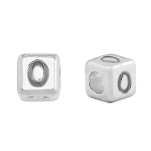Metaal letterkralen DQ 0 Antiek zilver (nikkelvrij)