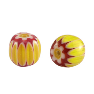 Millefiori glaskralen tube Light orange-red