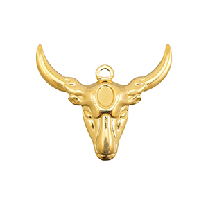 Bedels van Stainless steel Roestvrij staal (RVS) Texas longhorn skull Gold
