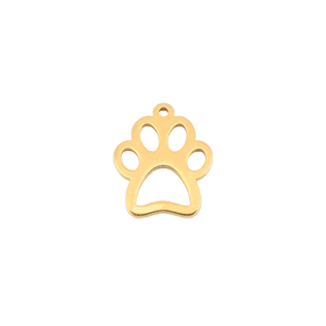 Bedels van Stainless steel Roestvrij staal (RVS) dog paw Gold