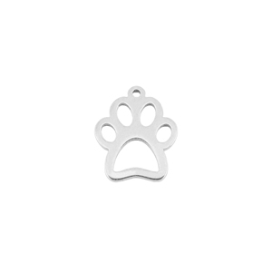 Bedels van Stainless steel Roestvrij staal (RVS) dog paw Silver