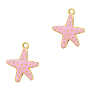 Bedels van Stainless steel Roestvrij staal (RVS) starfish Gold-pink