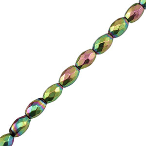Kralen van hematite ovaal 5mm facet geslepen Green-pink-AB coating