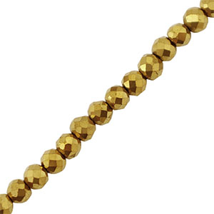 Kralen van hematite rond 3mm facet geslepen Gold
