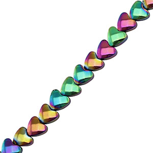 Kralen van hematite hart 4mm facet geslepen Multicolor-AB coating