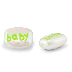 Kralen van acryl "baby" Pearl-light green-light pink