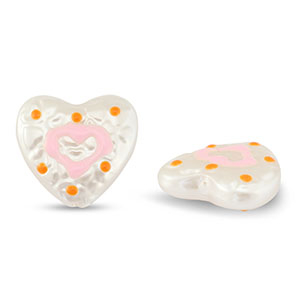 Kralen van acryl heart Pearl-light pink-orange