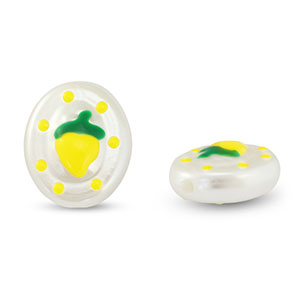 Kralen van acryl oval with lemon Pearl-yellow-green