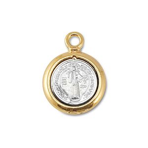 Metaal bedels round with saint Silver-gold
